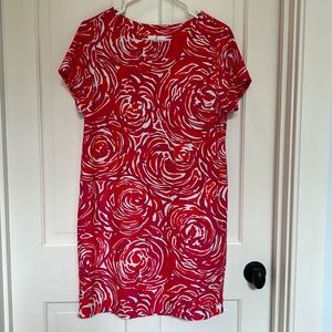 Jude Connally Ella dress size L abstract pattern orange pink white